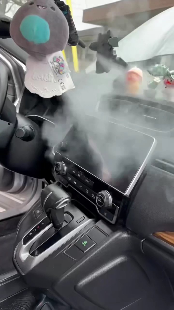 Steam cleaning the dash and console